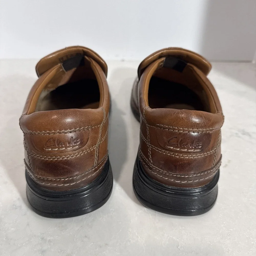 Clark's Ultimate Comfort Brown Leather Loafers Made In India Men's Shoes Size 11